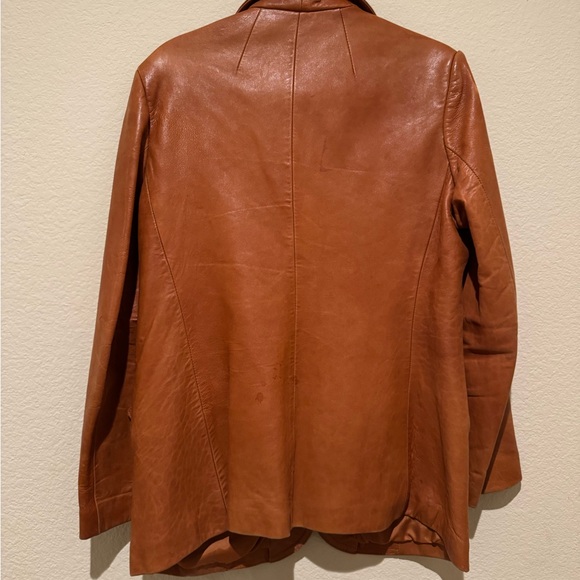 Vintage Wilson Brown Leather Blazer Tailored Notched Lapel with pockets - Picture 4 of 9